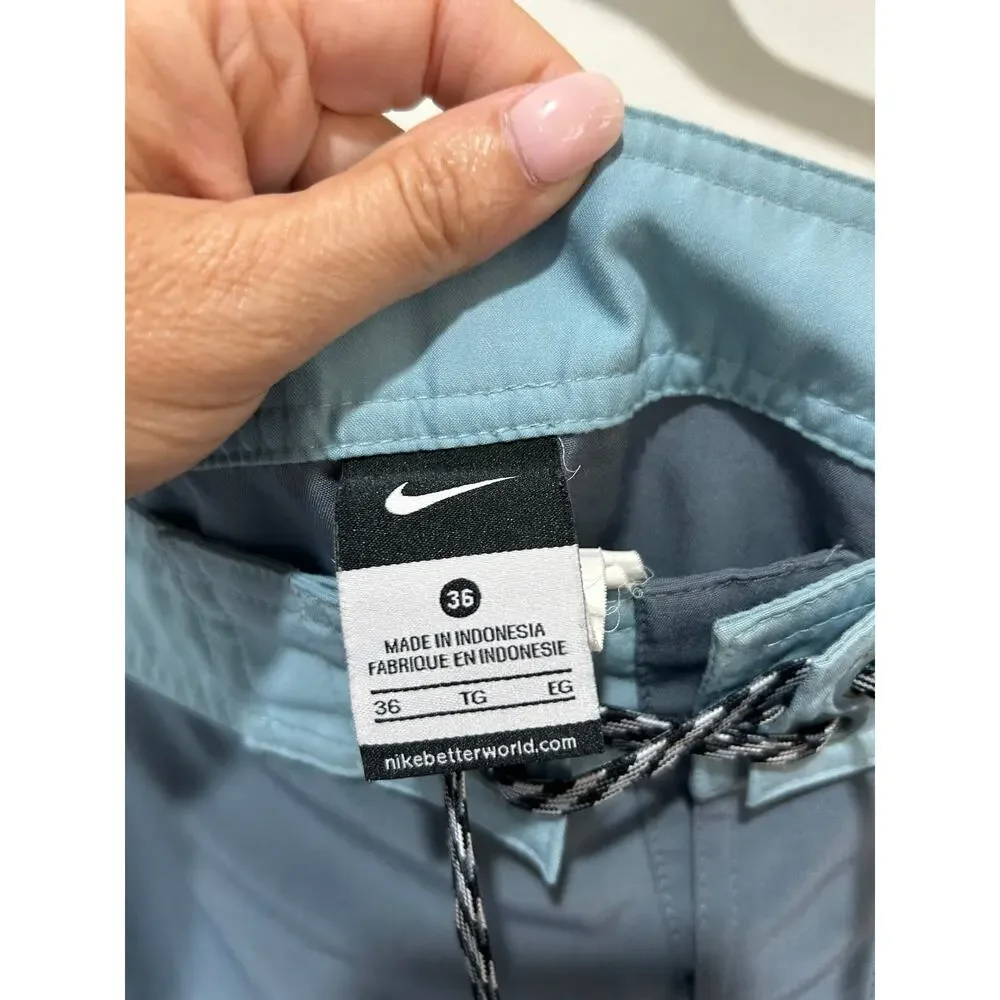 Nike mens shorts size 36 blue green lightweight no liner drawstring pocket